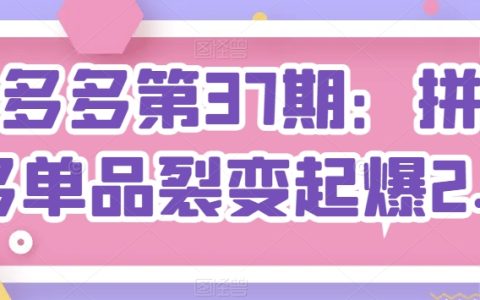 拼多多第37期課程：解鎖單品爆紅的2.0裂變策略。