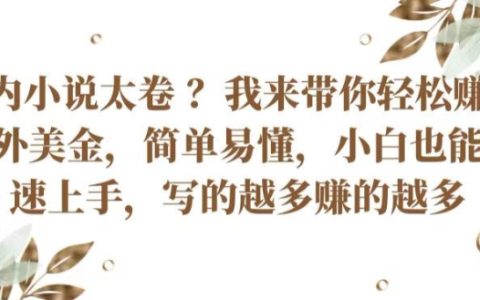 揭秘！輕松賺取老外美金，國內(nèi)小說創(chuàng)作也能快速上手，日賺百萬，新手必看！