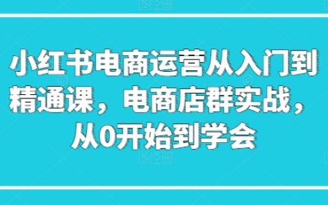 小紅書電商培訓全套課程：從基礎到高級，電商店群實戰操作，帶你從零基礎走向精通