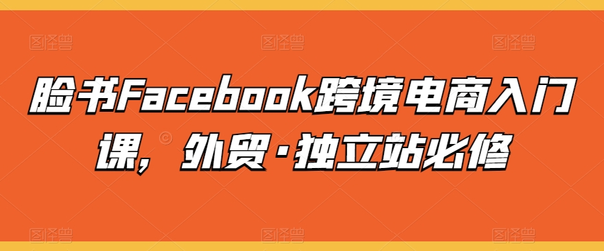 臉書Facebook跨境電商入門課，外貿(mào)·獨立站必修