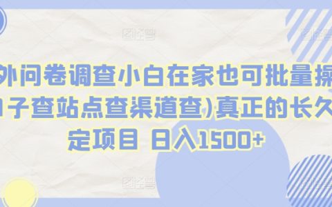 揭秘！國外問卷調查，小白在家批量操作，口子查、查渠道，日入1500+，真正穩定長久項目，實現輕松收益！