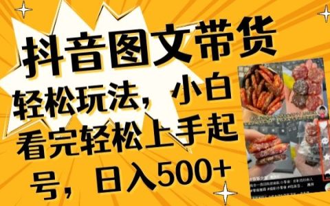 抖音圖文帶貨新策略：小白上手指南，日入500+不是夢，揭秘版