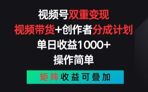 視頻號新玩法：零門檻雙重變現，帶貨+分成，矩陣收益模式揭秘【攻略】