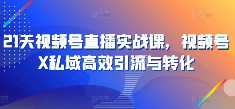 21天視頻號直播實戰課，視頻號X私域高效引流與轉化