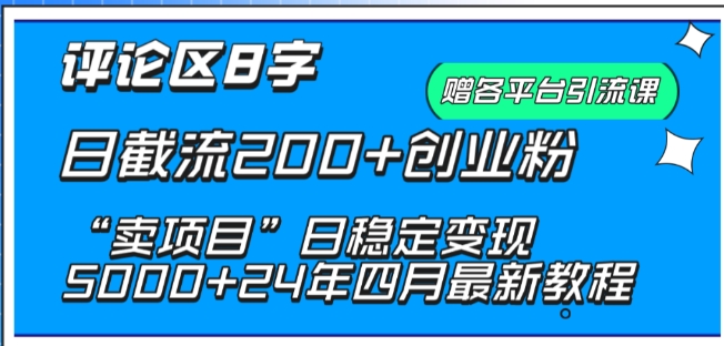 抖音評論區8字日截流200+創業粉 “賣項目”日穩定變現5000+【揭秘】