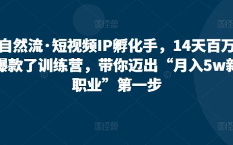 14天短視頻IP孵化營：打造月入5萬新職業，學習爆款視頻制作技巧