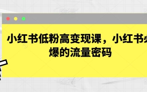 小紅書低粉絲高收益課程：揭秘必備流量引爆秘籍