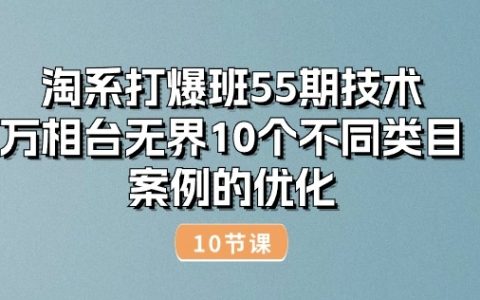 淘系打爆班第55期技術解析：萬相臺無界優化，10大不同類目案例深度分析（共10講）