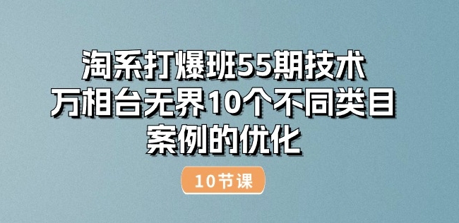 淘系打爆班55期技術：萬相臺無界10個不同類目案例的優化(10節)