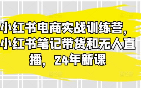 小紅書24年新課：電商實戰訓練營，筆記帶貨+無人直播，掌握高轉化技巧！