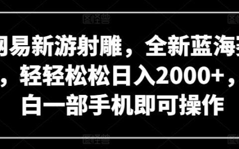 網易新游射雕，輕輕松松日入2000+，一部手機操作，揭秘全新藍海賽道【獨家曝光】