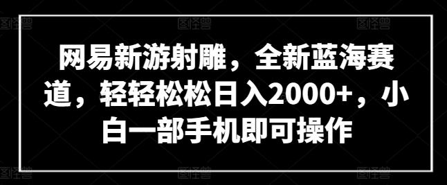網(wǎng)易新游射雕，全新藍(lán)海賽道，輕輕松松日入2000+，小白一部手機(jī)即可操作【揭秘】