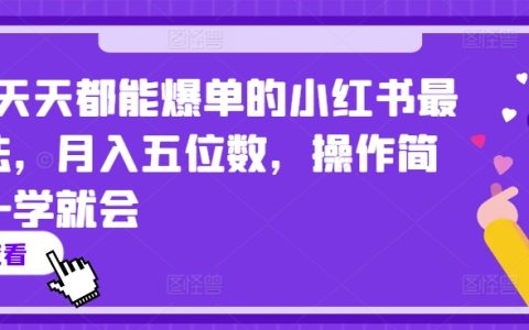 2024小紅書高收益玩法揭秘：每日爆單，輕松月入五位數，簡單易懂【獨家曝光】