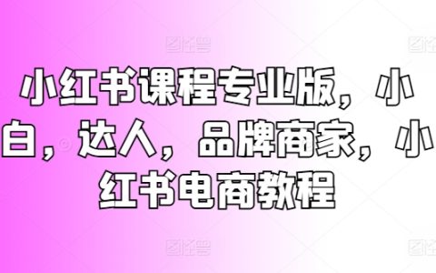 小紅書電商運營全攻略：適用于小白、達人和品牌商家的專業教程