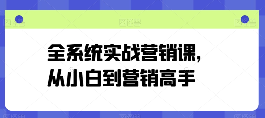 全系統實戰營銷課，從小白到營銷高手