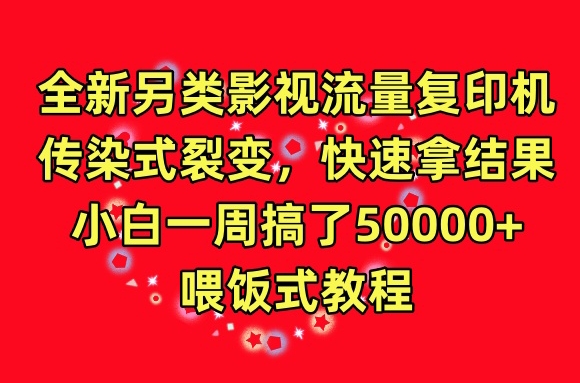全新另類影視流量復印機，傳染式裂變，快速拿結果，小白一周搞了50000+，喂飯式教程【揭秘】
