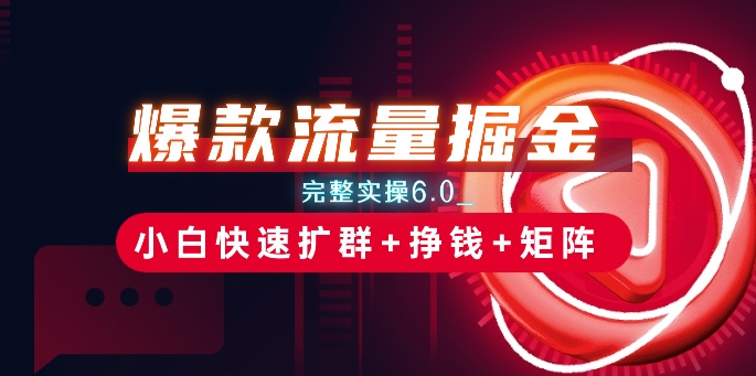 爆款流量掘金_完整實操6.0_小白快速擴群+掙錢+矩陣思路【揭秘】