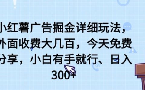 揭秘小紅薯廣告掘金：小白易學的日入300+玩法，幾百元的外部收費秘籍【曝光】