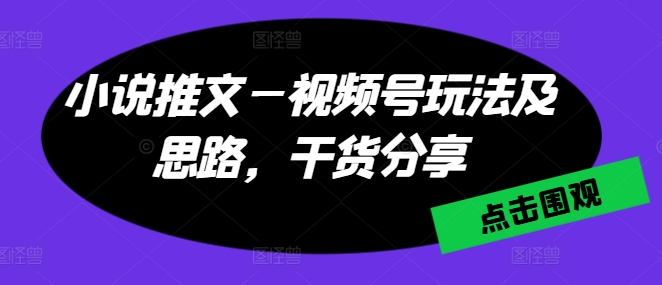 小說推文—視頻號玩法及思路，干貨分享