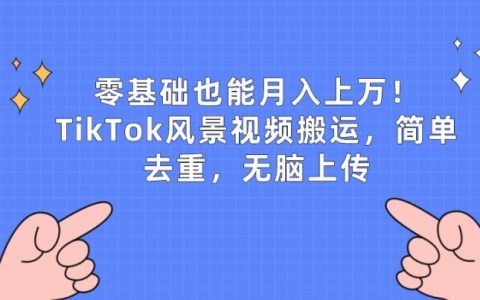 TikTok搬運新玩法：零基礎月入上w，輕松上手風景視頻搬運，揭秘無腦上分錢之路！