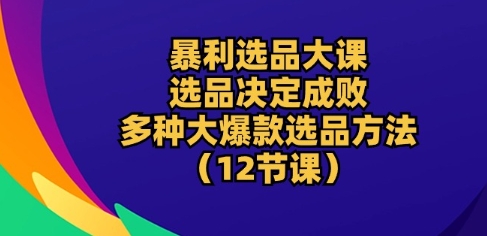 暴利選品大課：選品決定成敗，教你多種大爆款選品方法(12節課)