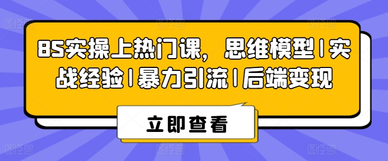 8S實操上熱門課，思維模型|實戰經驗|暴力引流|后端變現