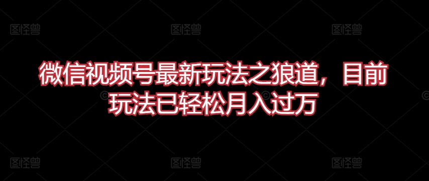 微信視頻號(hào)最新玩法之狼道，目前玩法已輕松月入過萬【揭秘】
