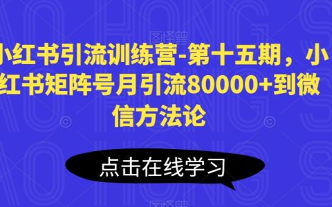 小紅書引流秘籍：第十五期小紅書矩陣號月引流80000+到微信方法論大揭秘