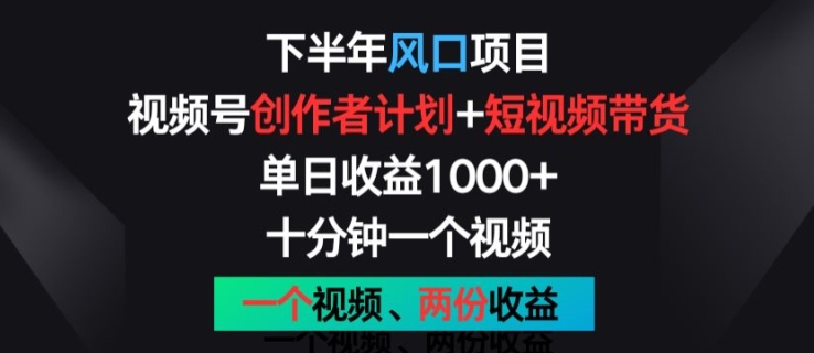 下半年風口項目，視頻號創(chuàng)作者計劃+視頻帶貨，一個視頻兩份收益，十分鐘一個視頻【揭秘】