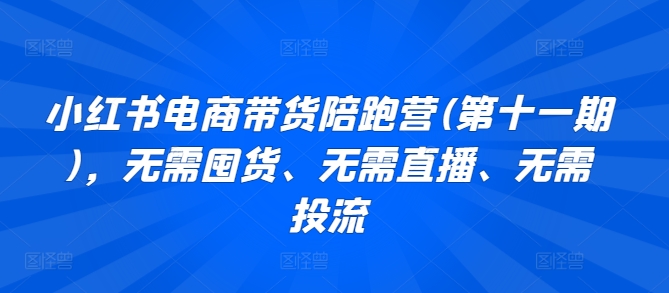 小紅書電商帶貨陪跑營(第十一期)，無需囤貨、無需直播、無需投流