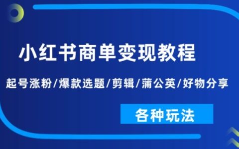 小紅書商業變現攻略：快速增粉與爆款選題技巧，視頻剪輯策略，以及蒲公英推廣和好物分享等多種玩法