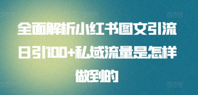 全面解析小紅書圖文引流日引100+私域流量是怎樣做到的【揭秘】