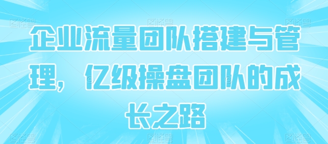 企業流量團隊搭建與管理，億級操盤團隊的成長之路