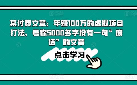 揭秘年收入百萬的虛擬項(xiàng)目策略：超過5000字的詳盡解析，字字珠璣