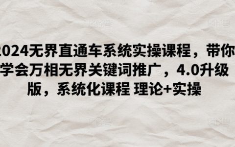 2024無界直通車操作教程：掌握萬相無界關鍵詞營銷，4.0最新版本，系統培訓課程，理論與實踐相結合