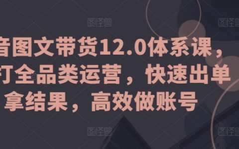抖音圖文帶貨12.0課程：全面運(yùn)營策略，快速成交，提升賬號(hào)效能