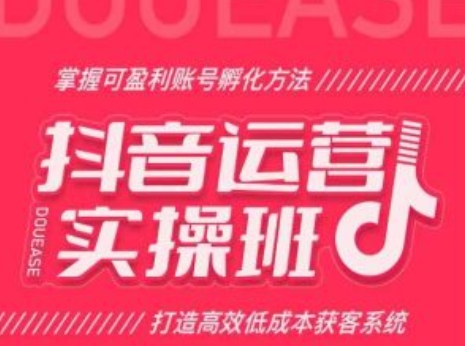 抖音運(yùn)營(yíng)實(shí)操班，掌握可盈利賬號(hào)孵化方法，打造高效低成本獲客系統(tǒng)