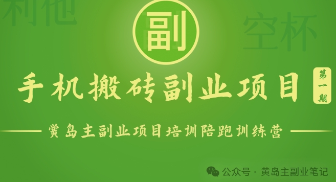 手機搬磚小副業項目訓練營1.0，實測1小時收益50+，一部手機輕松日入100+
