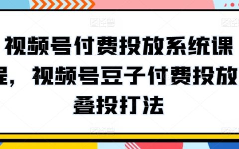 視頻號(hào)豆子付費(fèi)投放課程：學(xué)習(xí)疊投打法，提高視頻號(hào)付費(fèi)投放效果