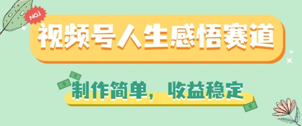 視頻號人生感悟賽道，制作簡單，收益穩定【揭秘】