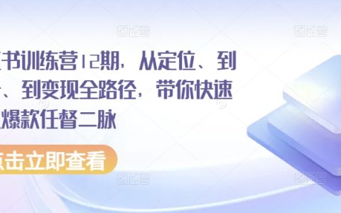 小紅書第12期訓練營：全方位教學，從精準定位、賬號起步到盈利模式，助你打造爆款內容