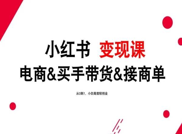 2024年最新小紅書變現課，電商&買手帶貨&接商單，從0到1，小白高效輕創業