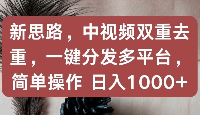新思路，中視頻雙重去重，一鍵分發(fā)多平臺，簡單操作，日入1000+【揭秘】