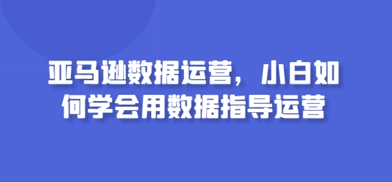 亞馬遜數據運營，小白如何學會用數據指導運營