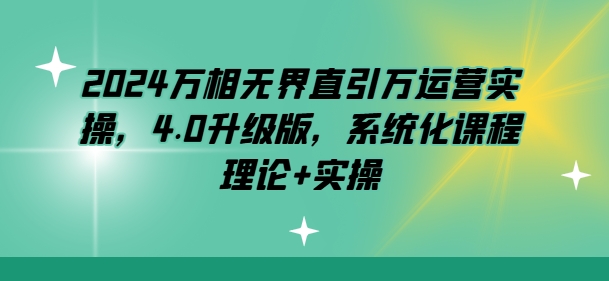 2024萬相無界直引萬運營實操，4.0升級版，系統化課程 理論+實操