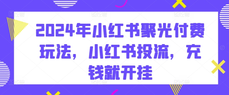 2024年小紅書聚光付費玩法，小紅書投流，充錢就開掛