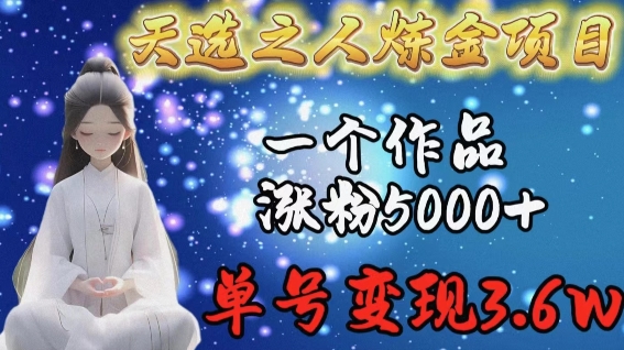 天選之人煉金項(xiàng)目，一個作品漲粉5000+，單號變現(xiàn)3.6w【揭秘】