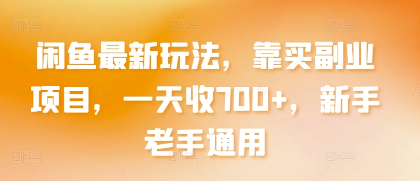 閑魚最新玩法，靠買副業項目，一天收700+，新手老手通用【揭秘】