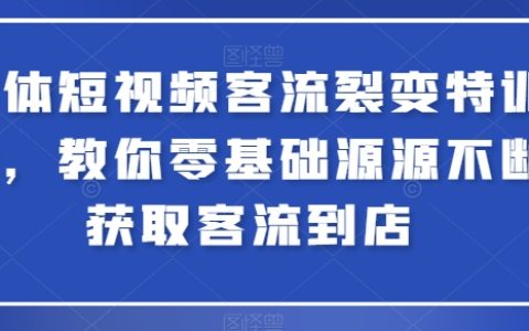短視頻裂變引流實戰營：零基礎入門，輕松獲取源源不斷客流，引爆門店人氣