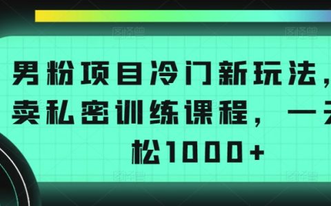 揭秘男粉項目新玩法：冷門領域售賣私密訓練課程，日入1000+實操策略！